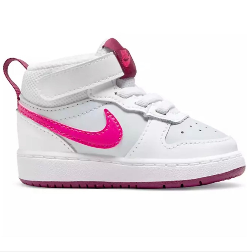 Nike Toddler Kids Court Borough Mid 2 Shoes white and pink - Picture 2 of 3